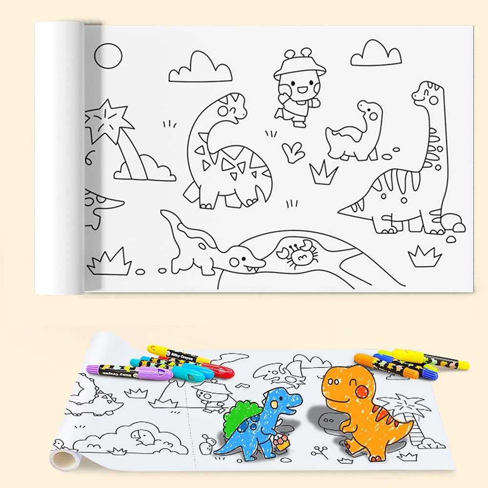 Dinosaur Tear & Stick Colouring Paper Roll
